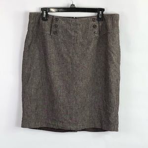 AGB linen blend brown tweed skirt lined zipper